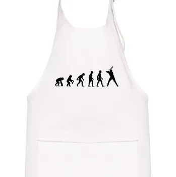 Kuchyňská zástěra Evoluce baseball pálkař nápřah - Dětská zástěra na vaření - Univerzální velikost ( Bílá )