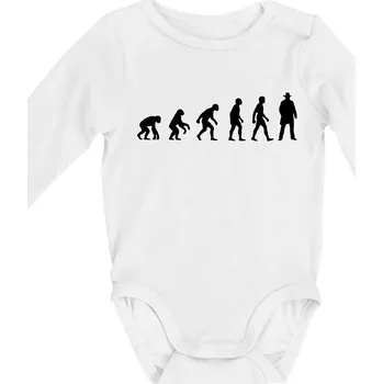 Evoluce cowboy - Body kojenecké s dlouhým rukávem - Dlouhý r. 3-6 měs ( Bílá )