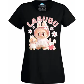 Dámské tričko Růžové Labubu Princezny (Velikost: 4XL, Barva: Černá)