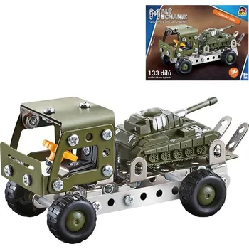 ostatní stavebnice MALÝ MECHANIK Vojenské auto 133 dílků kovová (stavebnice) typu Merkur