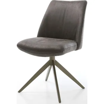 Jídelní židle DELIFE Jídelní židle Elso-Flex mikrovlákno antracitová vintage křížová podnož široká titanová barva 360° otočná houpací funkce taštičkové pružiny