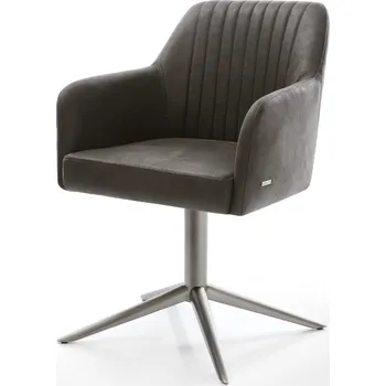 Jídelní židle DELIFE Jídelní židle Greg-Flex mikrovlákno antracit vintage podnož grafit 360° otočný houpací funkce taštičkové pružiny