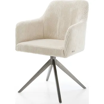 Jídelní židle DELIFE Jídelní židle Greg-Flex manšestr béžová křížová podnož široká grafitová 360° otočná houpací funkce taštičkové pružiny