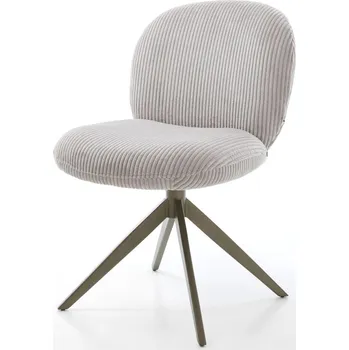 Jídelní židle DELIFE Jídelní židle Nube-Flex manšestr stříbrně šedá křížová podnož široká titanová povrchová úprava 360° otočná houpací funkce taštičkové pružiny