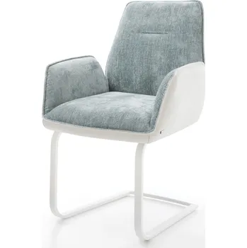 Jídelní židle DELIFE Jídelní židle Zoa-Flex kombinace materiálů pravá kůže bílá pastelově modrá jídelní židle plochá bílá taštičkové pružiny