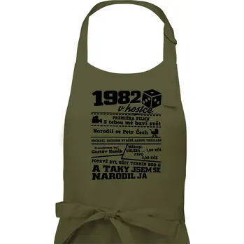 Kuchyňská zástěra 1982 v kostce - Pánská zástěra na vaření - Univerzální velikost ( Khaki )