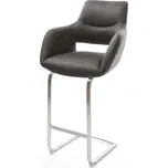 DELIFE Barová židle Yago-Flex mikrovlákno antracitová vintage jídelní židle plochý nerezová ocel taštičkové pružiny