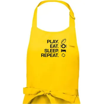 Kuchyňská zástěra Play Eat Sleep Repeat americký fotbal - Dámská zástěra na vaření - Univerzální velikost ( Žlutá )