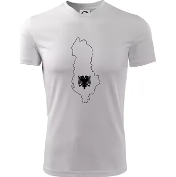 Pánské tričko Albánie obrys mapa - Pánské triko Fantasy sportovní (dresovina) - 3XL ( Bílá )