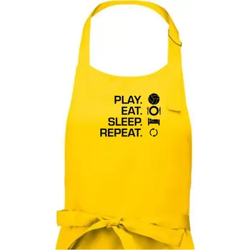 Kuchyňská zástěra Play Eat Sleep Repeat volejbal - Pánská zástěra na vaření - Univerzální velikost ( Žlutá )