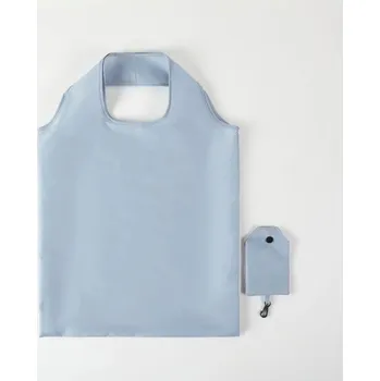 Skládací nákupní taška 38 x 58 cm Barevná taška z polyesteru Opakovaně použitelná taška s karabinou Kompaktní taška do kapsy šedá