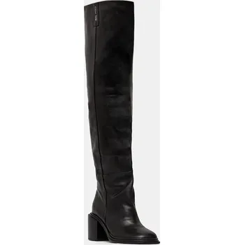 Dámské kozačky Kožené kozačky Naked Wolfe Nature černá barva, na podpatku, Nature Nappa Prince Leather Black Nature.Nappa 99X, EUR 40