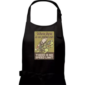 Kuchyňská zástěra Želva na cestách - Dámská zástěra na vaření - Univerzální velikost ( Černá )