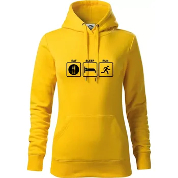 Dámská mikina Eat sleep run čtverce - Mikina dámská Cape s kapucí - M ( Žlutá )