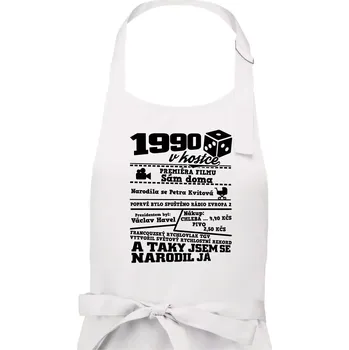 Kuchyňská zástěra 1990 v kostce - Pánská zástěra na vaření - Univerzální velikost ( Bílá )