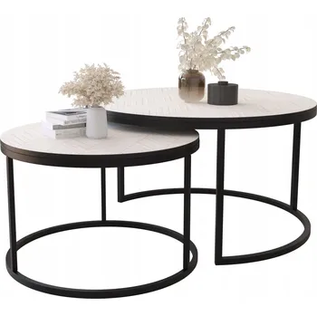 Konferenční stolek Konferenční stolek APM kulatý 80 x 80 x 46 cm bílý, černý