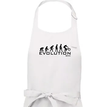 Kuchyňská zástěra Evoluce BMX - Pánská zástěra na vaření - Univerzální velikost ( Bílá )