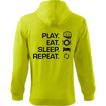 Pánská mikina MMA eat sleep repeat - Mikina s kapucí na zip trendy zipper - XL ( Limetková )