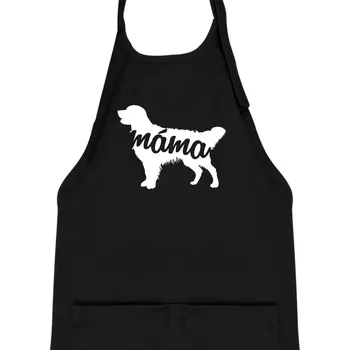 Kuchyňská zástěra Zlatý retrívr máma obrys - Dětská zástěra na vaření - Univerzální velikost ( Černá )