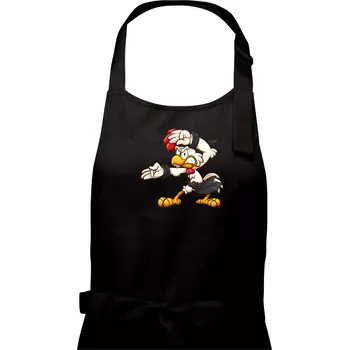 Kuchyňská zástěra Kohout karatista - Pánská zástěra na vaření - Univerzální velikost ( Černá )