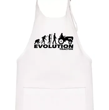 Kuchyňská zástěra Evoluce traktor - Dětská zástěra na vaření - Univerzální velikost ( Bílá )