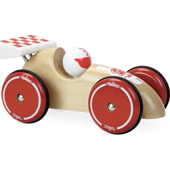 Výuková hračka Vilac Závodní auto XL přírodní s bílým křídlem