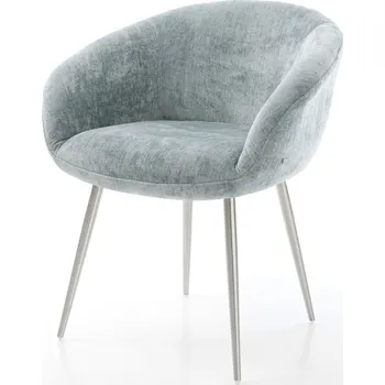 Jídelní židle DELIFE Jídelní židle Vinka-Flex s područkami žinylka pastelově modrá 4 nohy zúžené nerezová ocel taštičkové pružiny