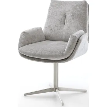 Jídelní židle DELIFE Jídelní židle Clea-Flex žinylka stříbrně šedá kovová křížová podnož otočná 360°