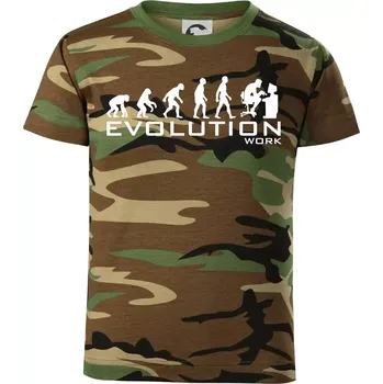 Chlapecké tričko Evoluce práce - Dětské maskáčové triko - 134 cm/8 let ( Hnědý maskáč )
