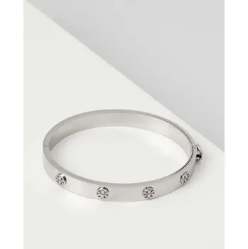Náramek Náramek Tory Burch Miller Stud Hinge 78420.022 stříbrná SLV, vel. L