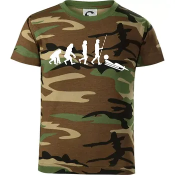 Chlapecké tričko Evoluce jízdy na bobu - Dětské maskáčové triko - 122 cm/6 let ( Hnědý maskáč )