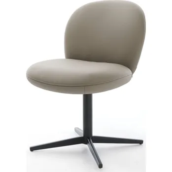 Jídelní židle DELIFE Jídelní židle Nube-Flex pravá kůže tmavě béžová černý křížový podnož 360° otočný taštičkové pružiny