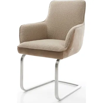 Jídelní židle DELIFE Jídelní židle Heira-Flex s područkami mix materiálů tmavě béžová jídelní židle plochá nerezová ocel taštičkové pružiny