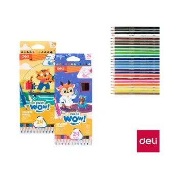 Pastelky trojhranné 24 barev WOW DELI EC138-24 mix