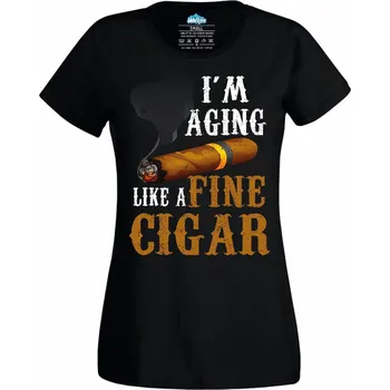 Dámské tričko Zraju jako kvalitní doutník (Velikost: 4XL, Barva: Černá)