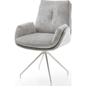 Jídelní židle DELIFE Jídelní židle Clea-Flex žinylka stříbrně šedá křížová podnož zúžená nerezová ocel 180° otočná