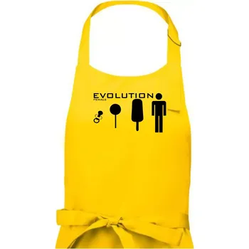 Kuchyňská zástěra Evoluce ženy - Dámská zástěra na vaření - Univerzální velikost ( Žlutá )