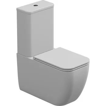 Klozet WC kombi Brio, rimless, bílé matné, včetně sedátka, BRSETMBL001