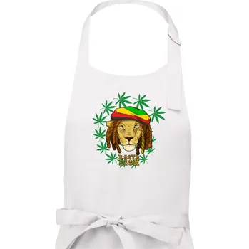 Kuchyňská zástěra Rasta Lion - Pánská zástěra na vaření - Univerzální velikost ( Bílá )