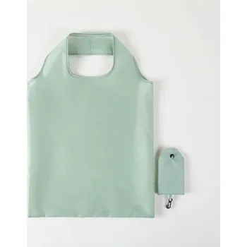 Skládací nákupní taška 38 x 58 cm Barevná taška z polyesteru Opakovaně použitelná taška s karabinou Kompaktní taška do kapsy petrolejová