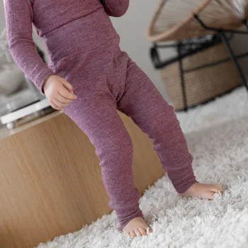 Rostoucí kalhoty vínový melír z merino vlny, bavlny a hedvábí Cosilana Velikost: 98/104