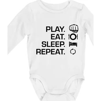 Kojenecký body MMA eat sleep repeat - Body kojenecké s dlouhým rukávem - Dlouhý r. do 3 měs ( Bílá )