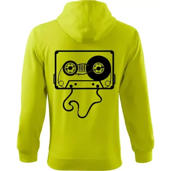 Pánská mikina Gramo kazeta - Mikina s kapucí na zip trendy zipper - 2XL ( Limetková )
