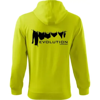 Pánská mikina Evoluce spodního prádla - Mikina s kapucí na zip trendy zipper - 3XL ( Limetková )