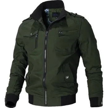 Pánská větrovka Pánská stylová lehká bunda na zip s manžetami a kapsami Elegantní přechodová bunda s límcem do města i pro volný čas Jarní kabát armádní zelená XL