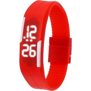 Chytré hodinky Dětské digitální LED hodinky Barevné silikonové hodinky s dotykovým displejem Moderní sportovní hodinky pro děti Chlapecké a dívčí červená