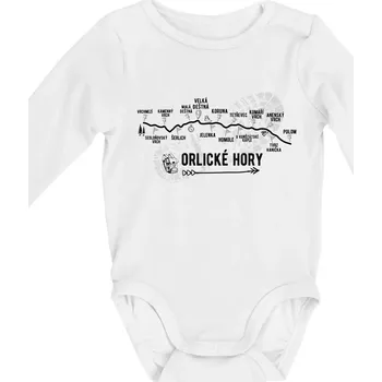 Kojenecký body Profil Orlických hor - Body kojenecké s dlouhým rukávem - Dlouhý r. do 3 měs ( Bílá )