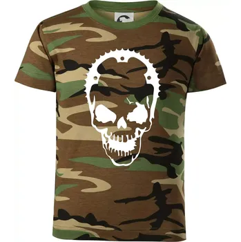 Rozeta lebka - Dětské maskáčové triko - 146 cm/10 let ( Hnědý maskáč )