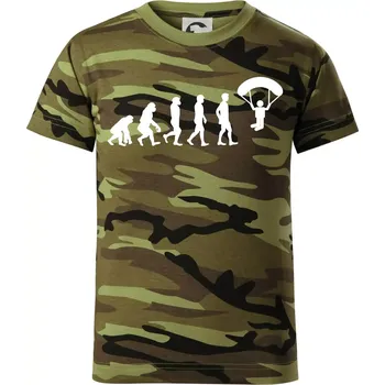 Evoluce paragliding - Dětské maskáčové triko - 134 cm/8 let ( Zelený maskáč )