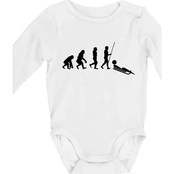 Evoluce jízdy na bobu - Body kojenecké s dlouhým rukávem - Dlouhý r. 6-12 měs ( Bílá )